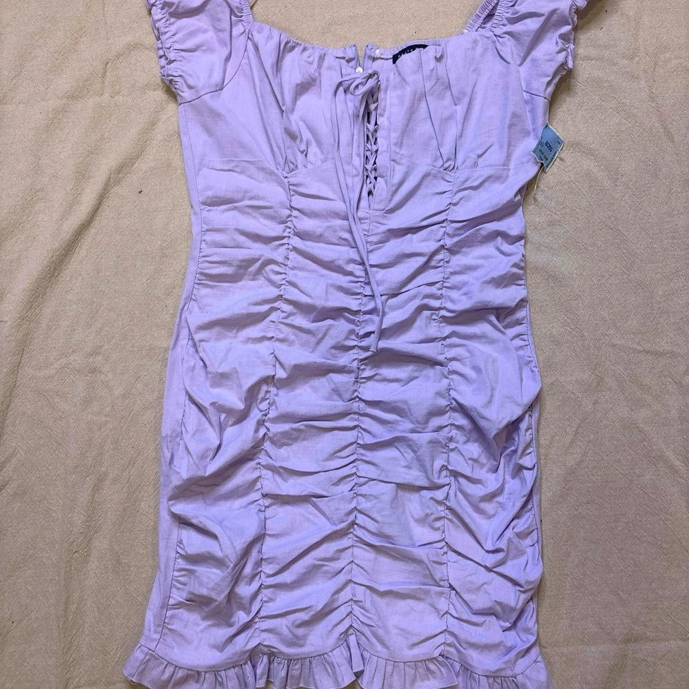 Haute Monde Lavender Off-Shoulder Dress
